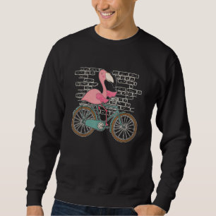 Tropisk Fågel Cykel Rosa Flamingo Lång Ärmad Tröja