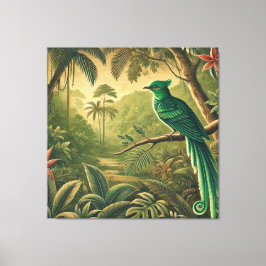 Tropisk fågel i Lush Grönt Jungle Canvastryck