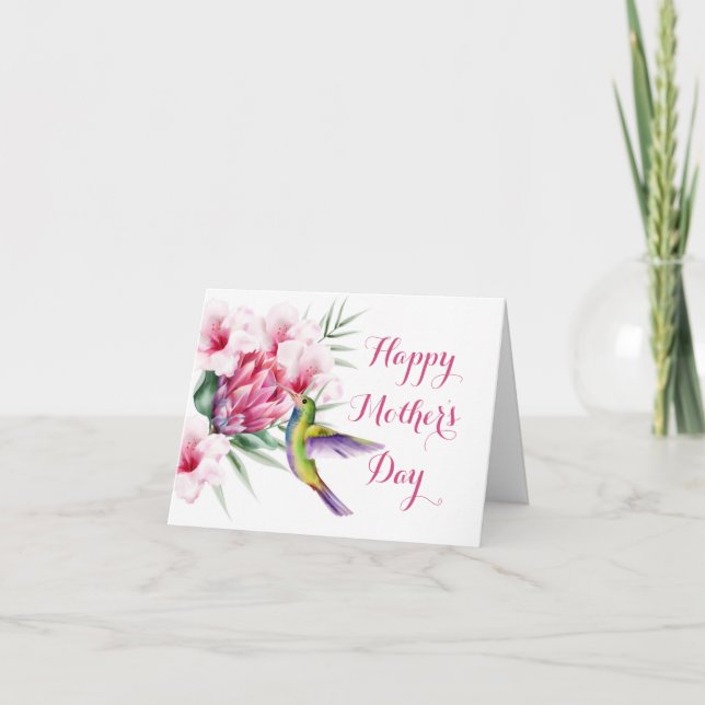 Tropisk fågel och blommor helgkort (Framsida)