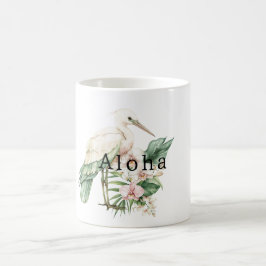 Tropisk Fågel Rosa Orkidé Blommor Aloha Kaffemugg