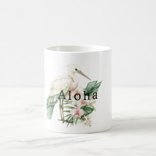 Tropisk Fågel Rosa Orkidé Blommor Aloha Kaffemugg
