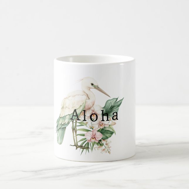 Tropisk Fågel Rosa Orkidé Blommor Aloha Kaffemugg (Center)