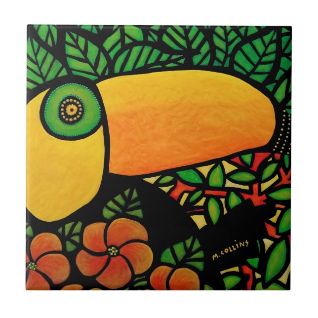 Tropisk fågel Toucan Kakelplatta (Framsidan)