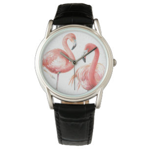 Tropisk familj av Flamingos Armbandsur