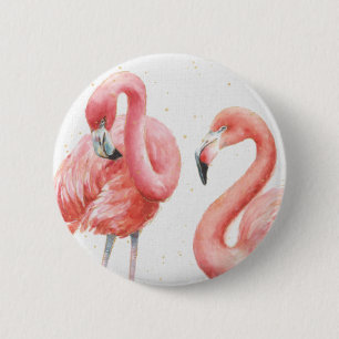 Tropisk familj av Flamingos Knapp