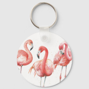 Tropisk familj av Flamingos Nyckelring