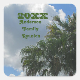 Tropisk familjesammankomst Palmer Sommarlov Fyrkantigt Klistermärke