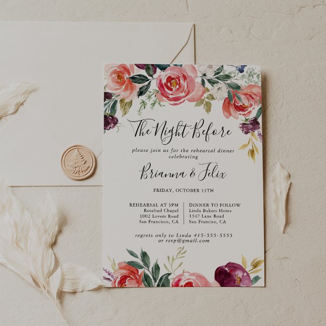 Tropisk färgfull natt före repetitionsmiddag inbjudningar (Skapare uppladdad)