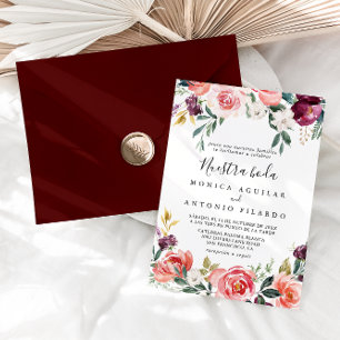 Tropisk färgfull sommar Nuestra Boda Bröllop Inbjudningar