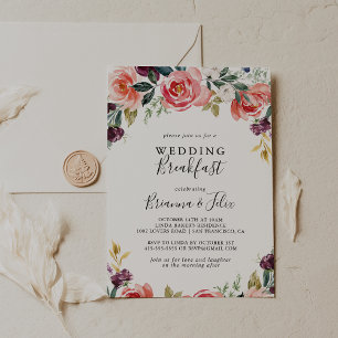 Tropisk färgfull sommartid Blommigt Bröllop Breakf Inbjudningar