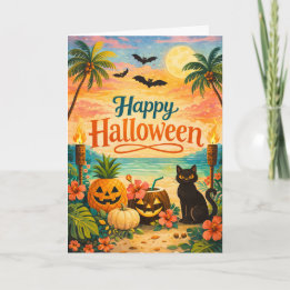 Tropisk Färgglad Whimsisk Halloween Kort