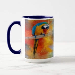 Tropisk färgrik blått- och gultMacaw #4 Mugg