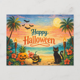 Tropisk färgrik fantasifull Halloween Helg Vykort