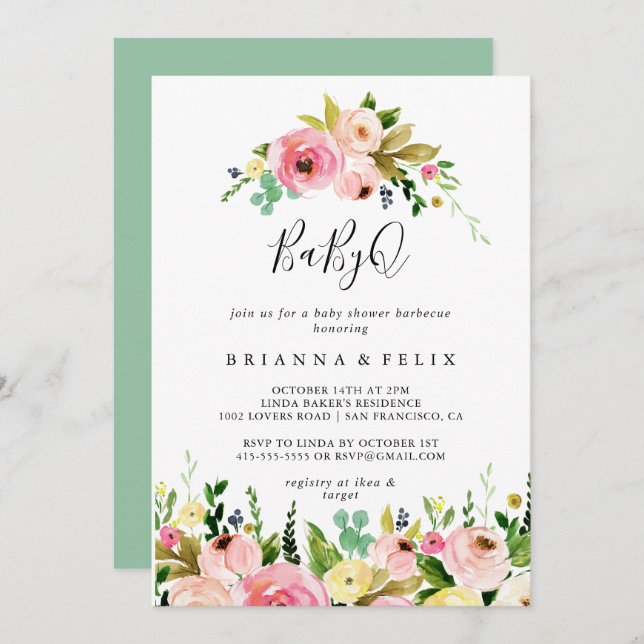 Tropisk färgrik höst BabyQ baby shower grill Inbjudningar (Fram/baksida)