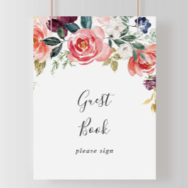 Tropisk Färgrik Sommar Blommig Gästbokssida Poster