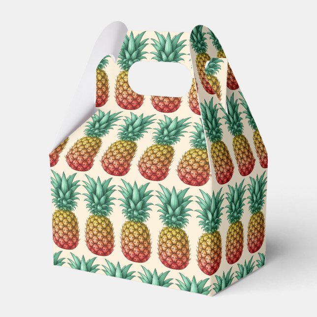 Tropisk fest med retro-ananas presentaskar (Framsidan Sidan)