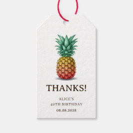 Tropisk fest med retro ananas presentetikett