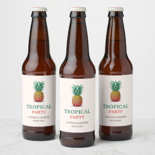 Tropisk fest retro pinjenapple ölflaska etikett
