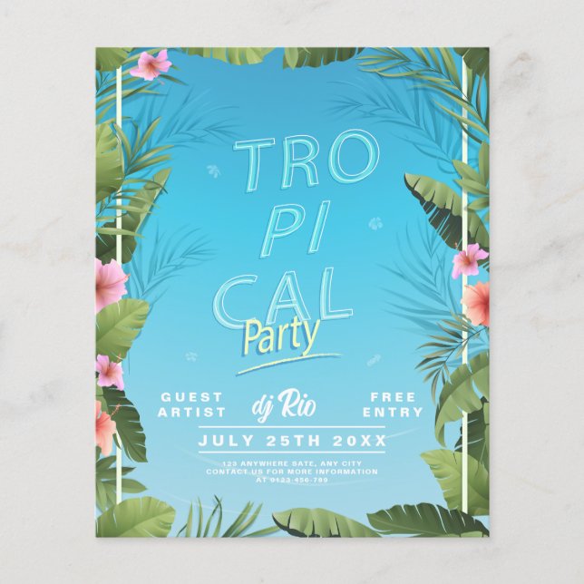 Tropisk festflyer, Hawaii sommarfest Flygblad (Framsidan)