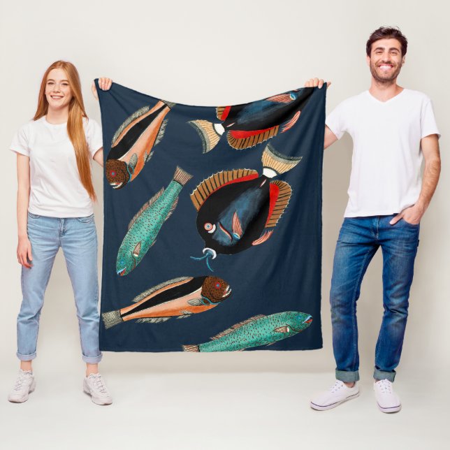 Tropisk fisk fleecefilt (På plats)