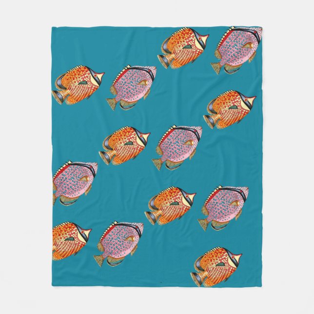 Tropisk fisk fleecefilt (Framsidan)