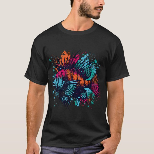 Tropisk Fisk Ocean Graffiti Fläck T Shirt (Framsida)