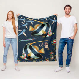 Tropisk fisk- och krabbaullfilt 2 fleecefilt