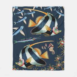 Tropisk fisk- och krabbaullfilt 2 fleecefilt