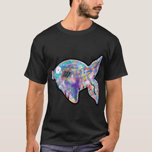 Tropisk fisk tecknad serie t shirt (Framsida)