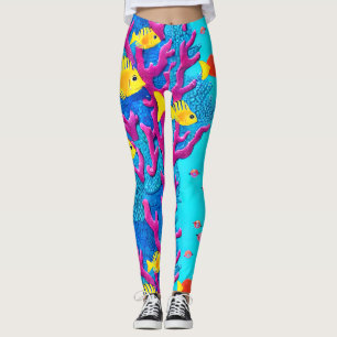 Tropisk fisk utan havsbotten Mönster Leggings