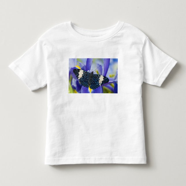 Tropisk fjäril Lila Iris Tee Shirt (Framsida)