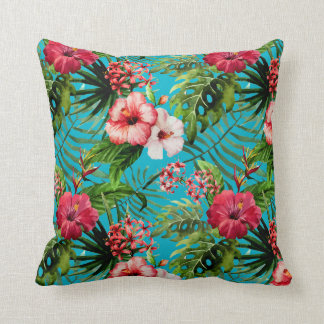 Tropisk Flamigos och palmträddekorativ kudde