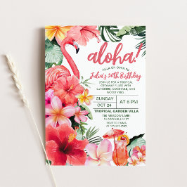 Tropisk Flamingo Aloha Hibiskus Cocktail Födelseda Inbjudningar