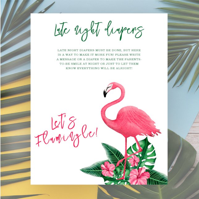Tropisk flamingo baby shower Blöjor sent på natten Poster (Skapare uppladdad)
