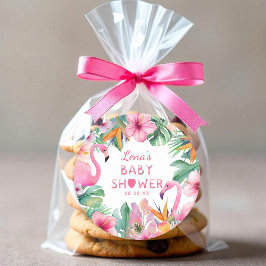 Tropisk Flamingo Baby Shower Favor Klistermärke