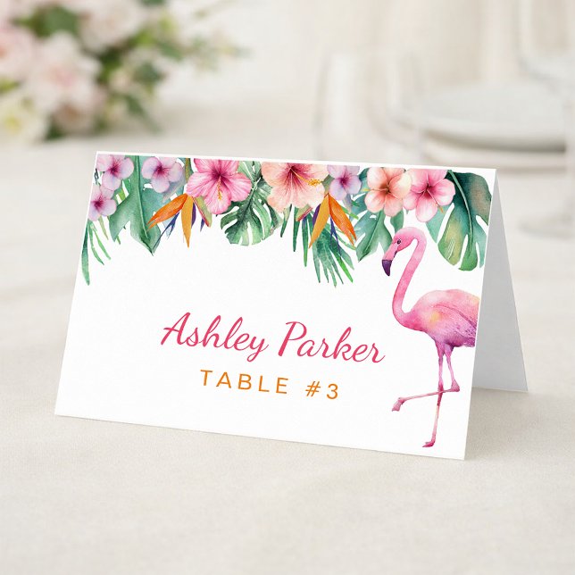 Tropisk Flamingo Baby Shower Gästbordskort Bordsnummer (Table Number Card)