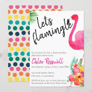 Tropisk Flamingo Baby Shower Inbjudan