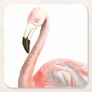 Tropisk Flamingo Bird Underlägg Papper Kvadrat