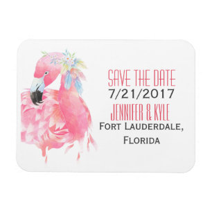 Tropisk Flamingo Bröllop Spara Datum Magnet