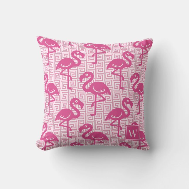 Tropisk Flamingo Grekisk Nyckel - Het Rosa Monogra Kudde (Framsida)