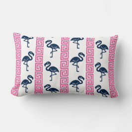 Tropisk Flamingo - Grekisk Nyckel Hot Rosa & Rosa Lumbarkudde