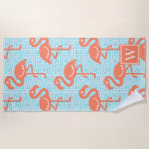 Tropisk Flamingo Grekisk Nyckel Korall & Turkos Mo