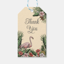 Tropisk Flamingo Gul Tacksamhet Presentetikett