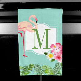 Tropisk Flamingo Hibiskus Monogram Initial