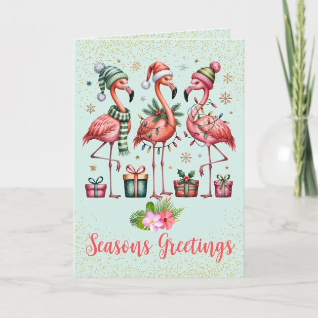 Tropisk Flamingo Julkort Helgkort (Framsida)