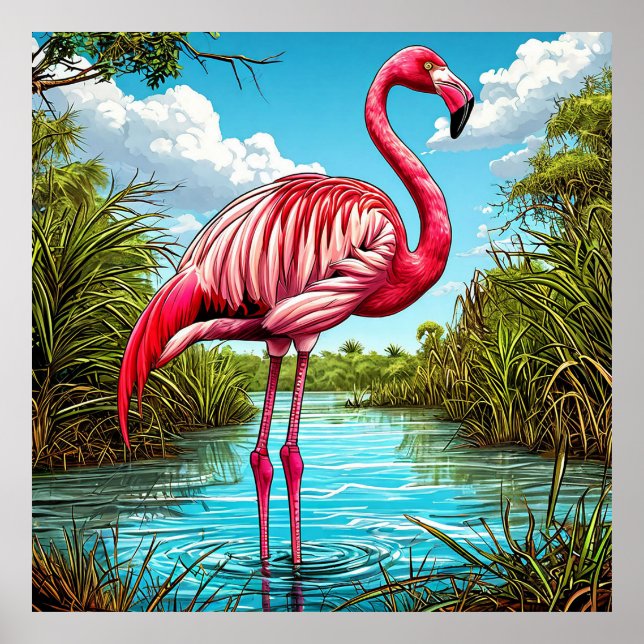 💙 Tropisk Flamingo Lugn Natur 🌴💙 blir bara: Tro Poster (Framsidan)