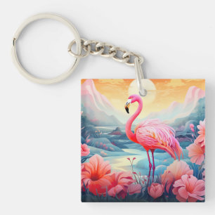 Tropisk Flamingo med blommor