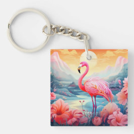 Tropisk Flamingo med Blommor