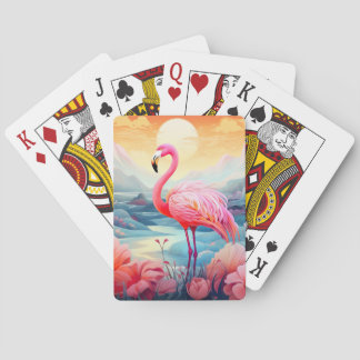 Tropisk Flamingo med blommor Casinokort