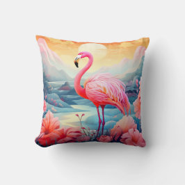 Tropisk Flamingo med Blommor Kudde